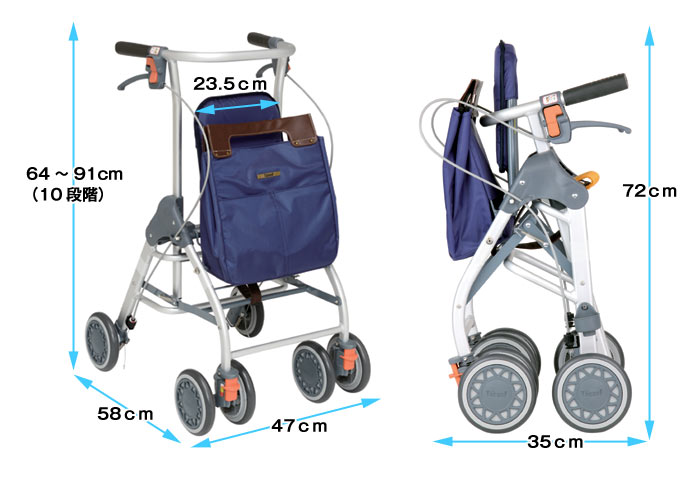 幸和製作所】テイコブリトルスリム WAW04 | 手押し車 通販の【シルバー