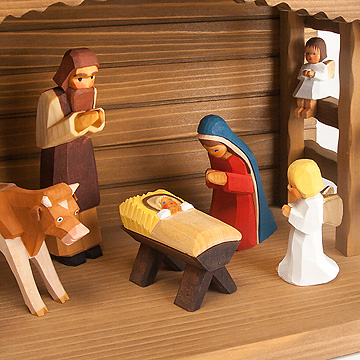 貴重ヴィンテージ未使用クリッペ木製ミニクリスマスキリスト降誕セット