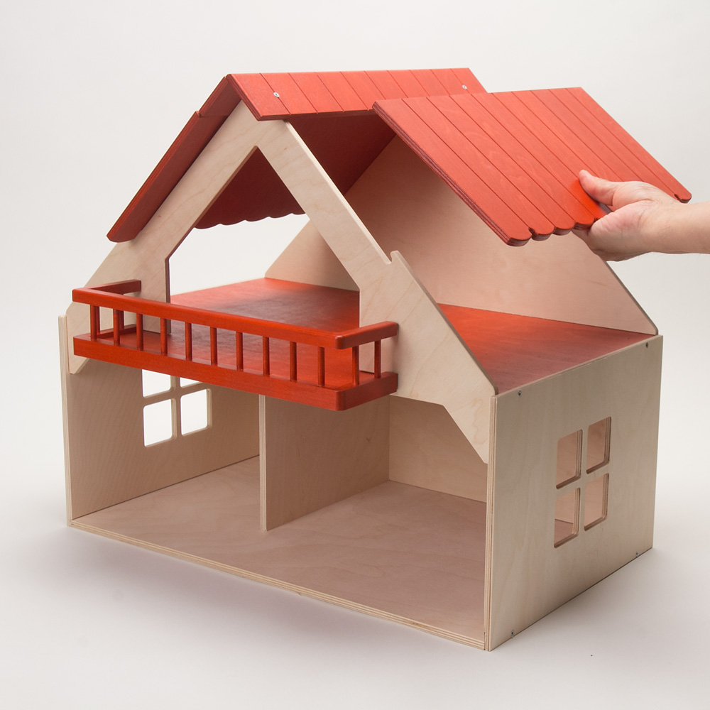 13193 バルコニー付きの家 赤（床赤）：おもちゃ：百町森