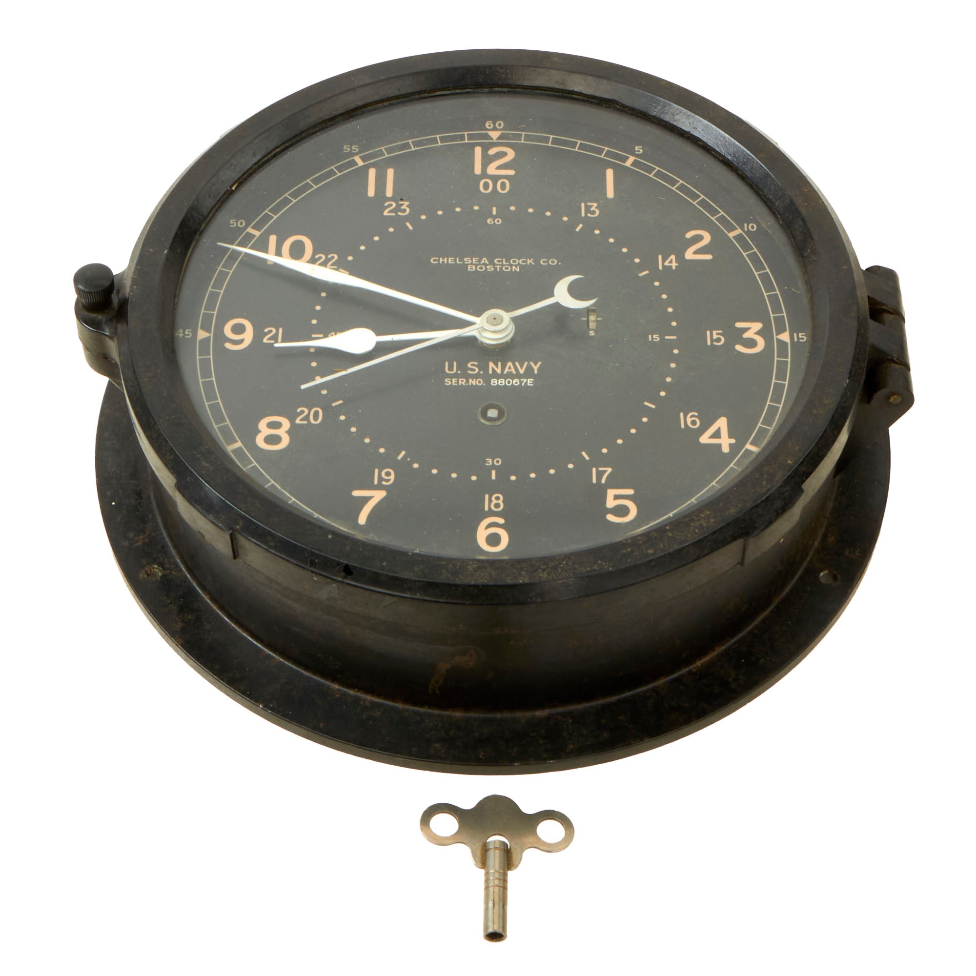 Original U.S. WWII US Navy 24 Hour Ship's Clock with Original