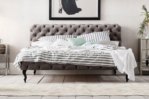 デザイア ベルベット シルバーグレイ ベッド 180×200cm（キングサイズ