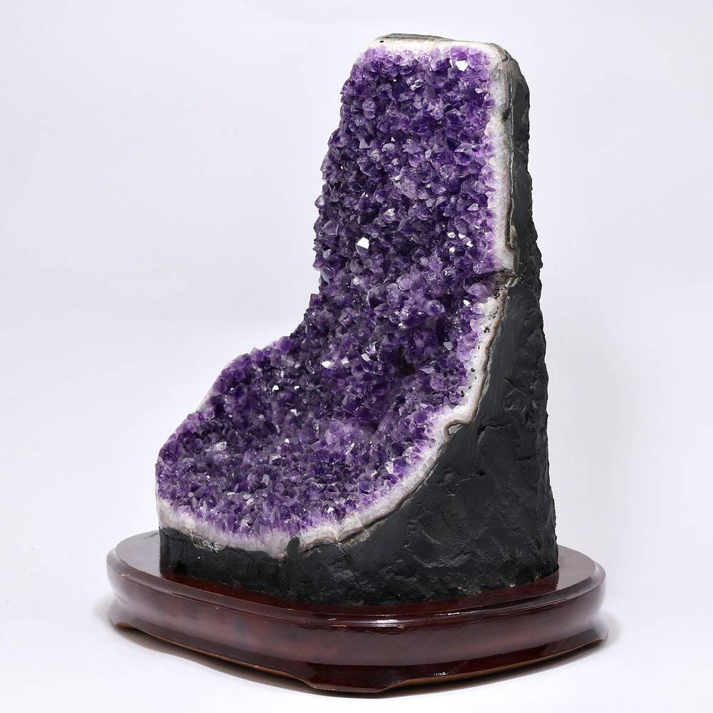 大型スタンドアメジストクラスター/原石（全高約300mm/専用木製台座