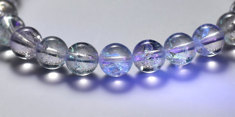 オイルイン水入水晶とローズクォーツのブレスレット ローズクォーツと