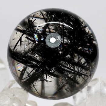 ブラックトルマリンインクォーツ丸玉（スフィア、球体石） - 埼玉県