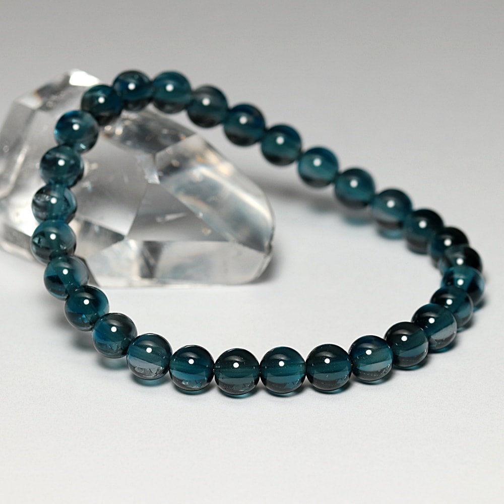 高品質++]ロンドンブルートパーズブレスレット（約7mm玉・ほぼトップ