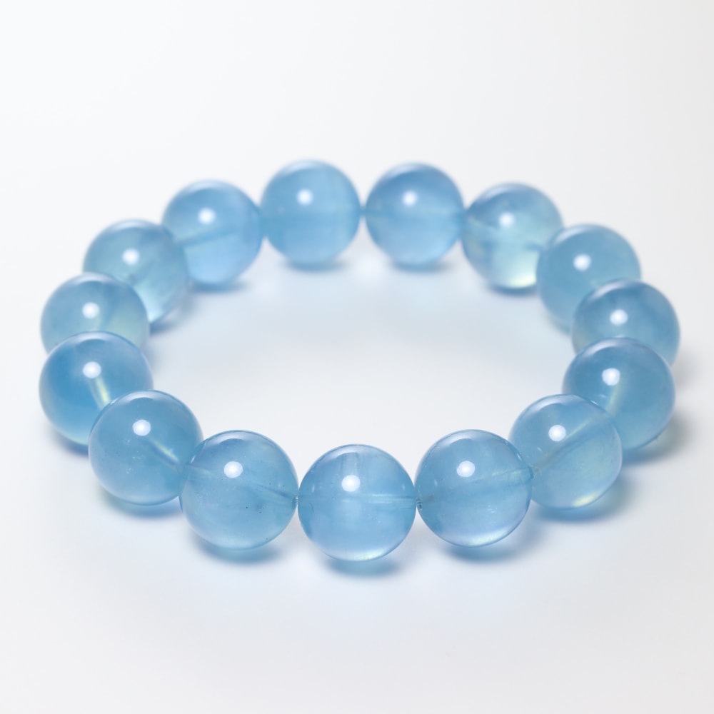 高品質++]キャッツアイアクアマリンブレスレット（約14.5mm大玉