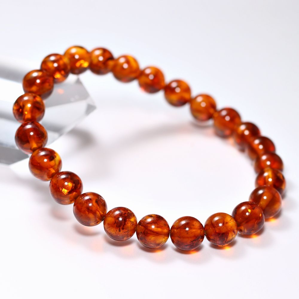 セミオーダー]アンバーブレスレット/琥珀（約8mm玉） - 埼玉県吉川市の