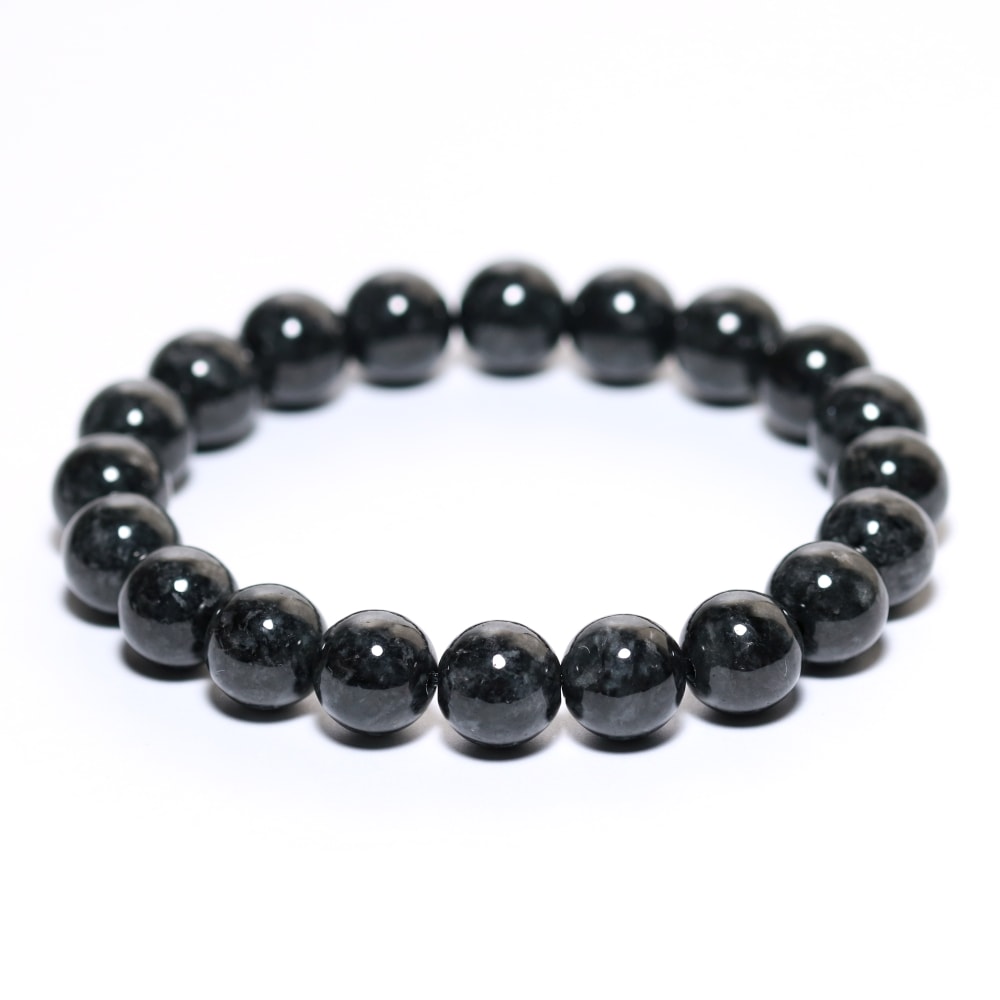 高品質]ミャンマー産天然黒翡翠ブレスレット（約10mm玉） - 埼玉県吉川