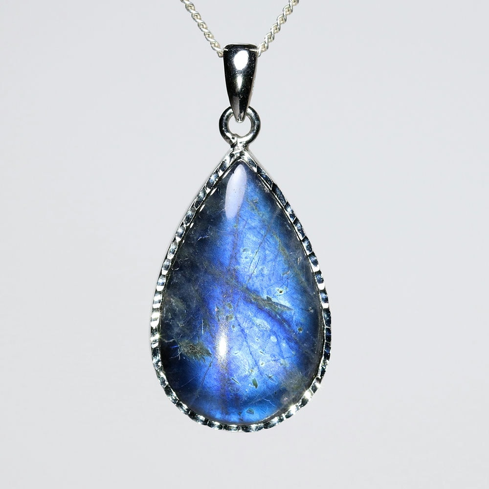 高品質]ブルーシラーラブラドライトペンダントトップ（シルバー925