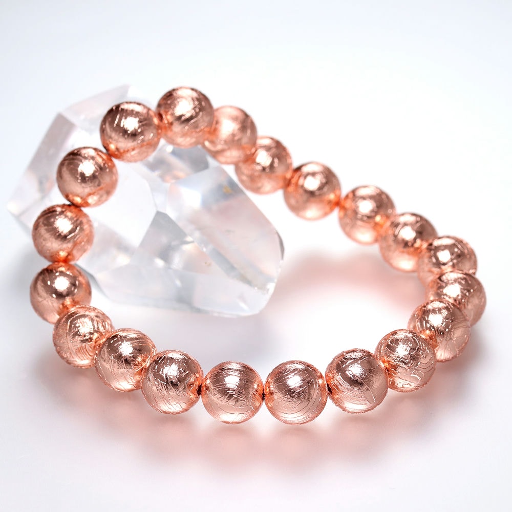 ナミビア共和国産]ギベオン隕石ブレスレット（約10mm玉/ピンクゴールド