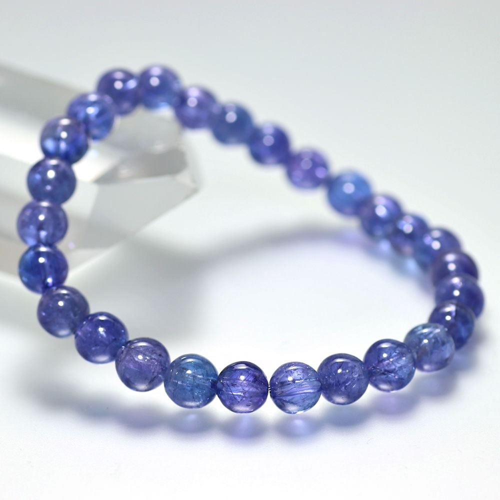 トップクォリティ]宝石質タンザナイトブレスレット（約7mm玉） - 埼玉