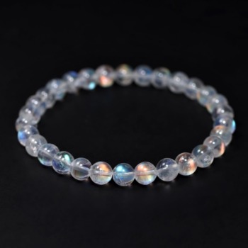 高品質++]別鉱床マダガスカル産ホワイトラブラドライトブレスレット