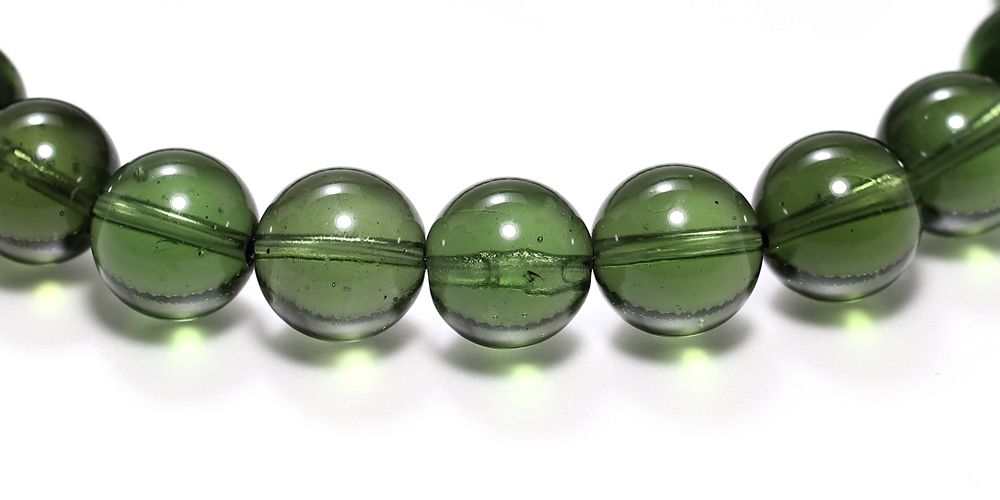 トップクォリティ]天然モルダバイトブレスレット（約8.5-8.7mmm玉