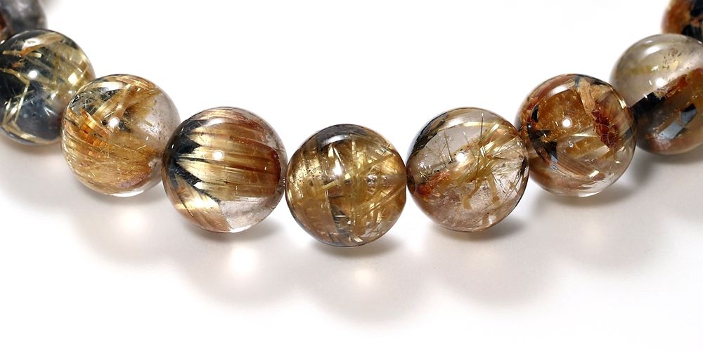 高品質++]太陽放射ルチルクォーツブレスレット（約9mm玉） - 埼玉県