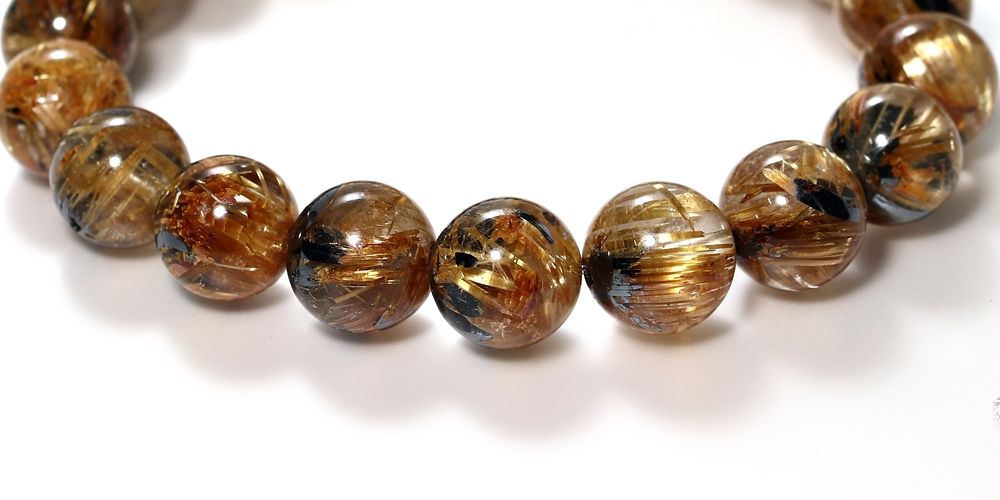高品質++]太陽放射ルチルクォーツブレスレット（約10.5mm玉） - 埼玉県