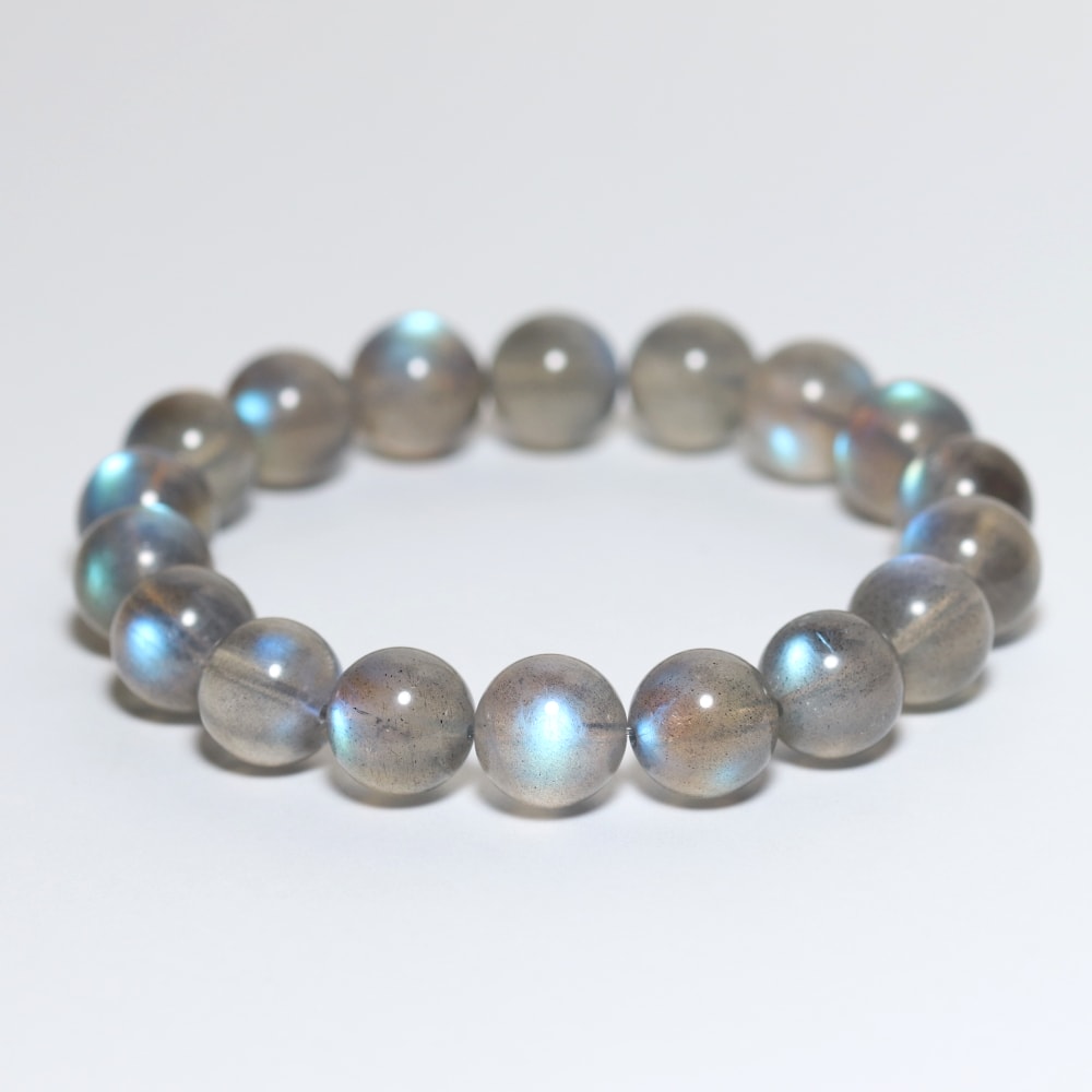 高品質+]ラブラドライトブレスレット（約11.5mm玉・鮮やかなブルー