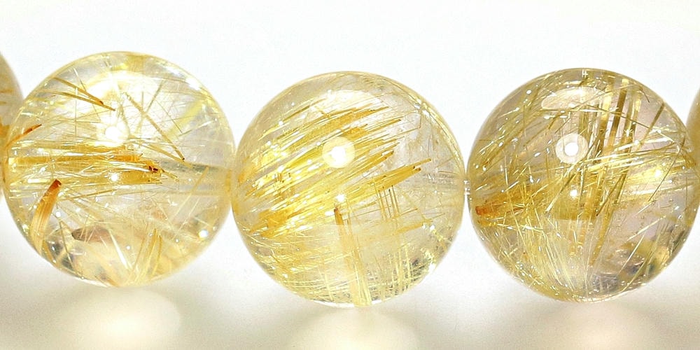 高品質++]ゴールドルチルクォーツブレスレット（約11mm玉） - 埼玉県