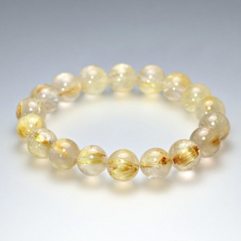 高品質]ゴールドルチルクォーツブレスレット（約11mm玉） - 埼玉県吉川