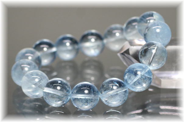 3A++]アクアマリンブレスレット（約14.5mm玉） - 埼玉県吉川市の天然石
