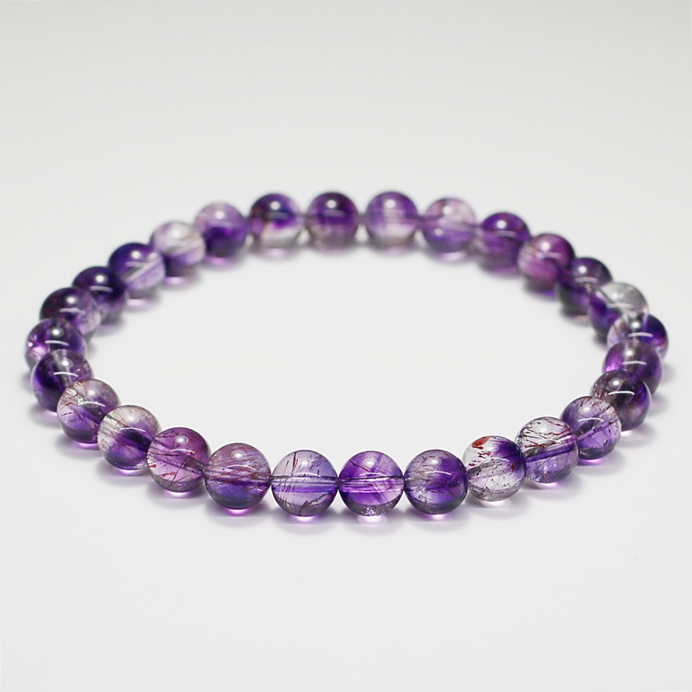 高品質]アメジストスーパーセブンブレスレット（約6.5mm玉） - 埼玉県