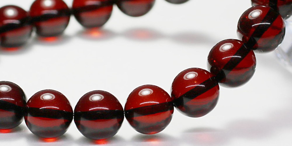 高品質]天然レッドアンバーブレスレット（約9.5mm玉・熱処理） - 埼玉