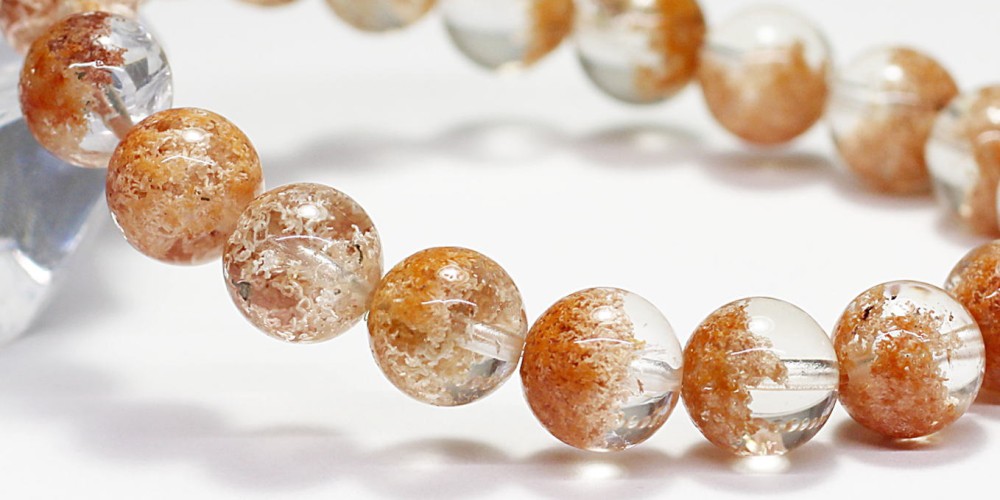 高品質++]オレンジピンクガーデンクォーツブレスレット/ガーデン水晶