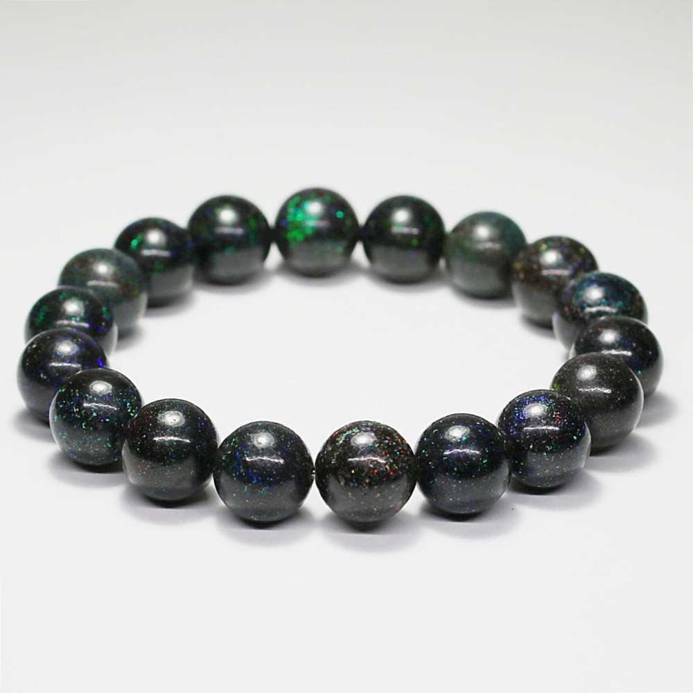 高品質++]ブラックマトリックスオパールブレスレット（約12mm玉