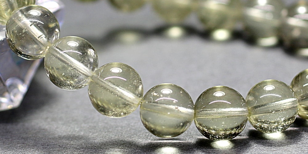 トップクォリティ]天然リビアングラスブレスレット（約10mm玉） - 埼玉