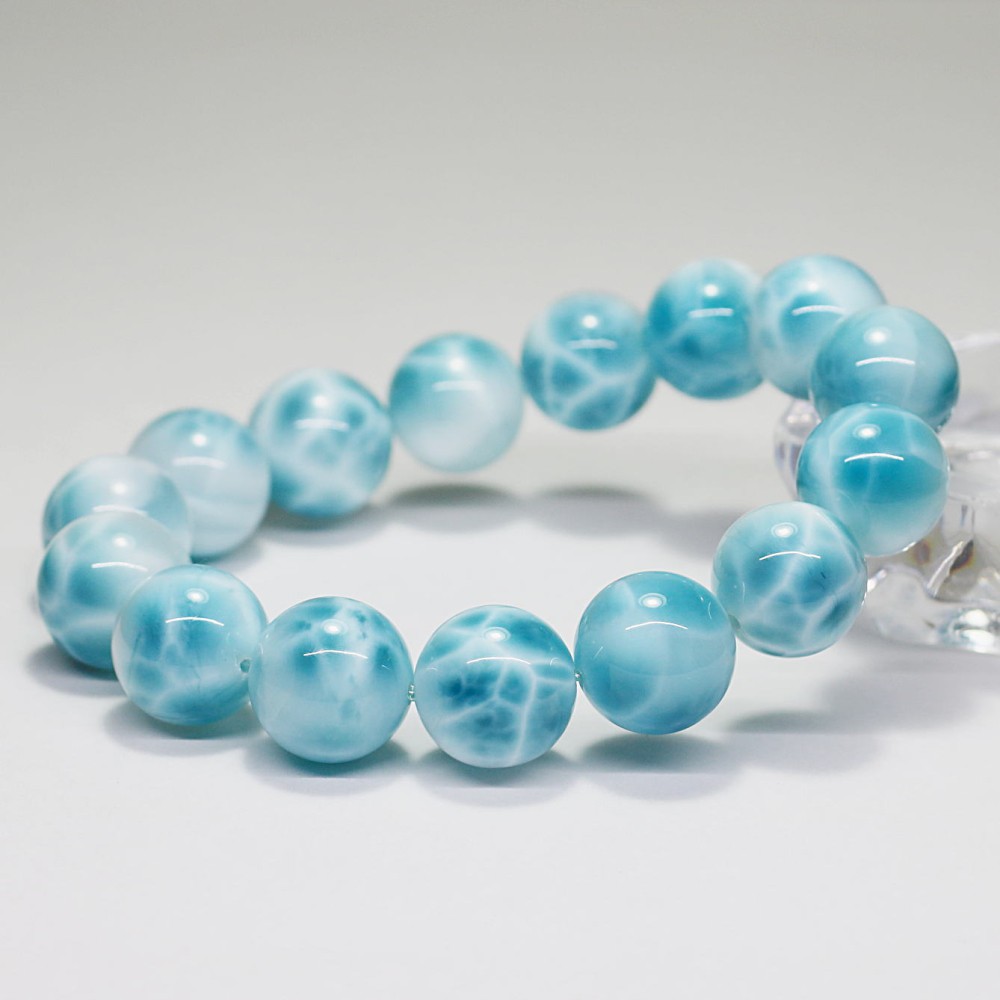 高品質++]ラリマーブレスレット（約13.5mm玉） - 埼玉県吉川市の天然石