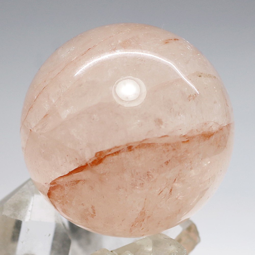 マニカラン産]ヒマラヤ水晶丸玉/スフィア（オレンジ・ピンク系