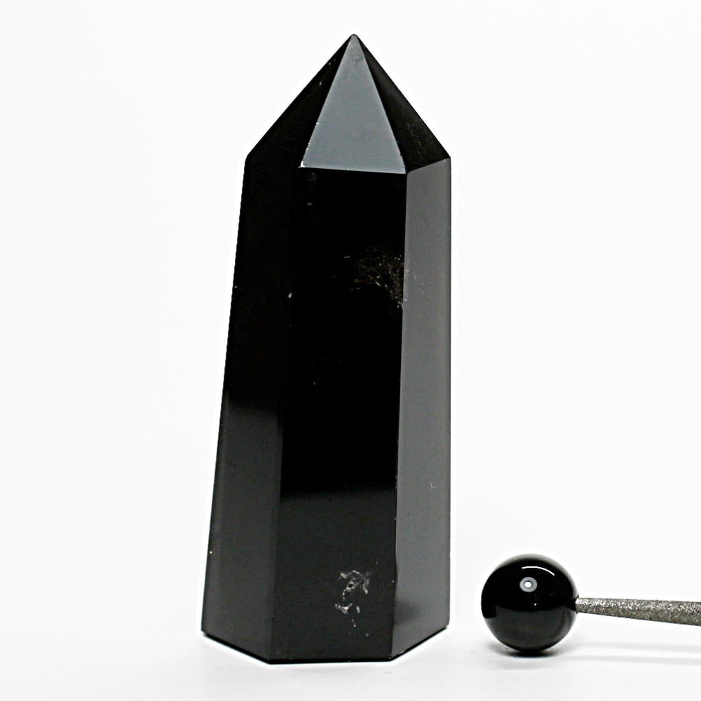 山東省産]モリオンポリッシュポイント/天然黒水晶（高さ約65.0mm