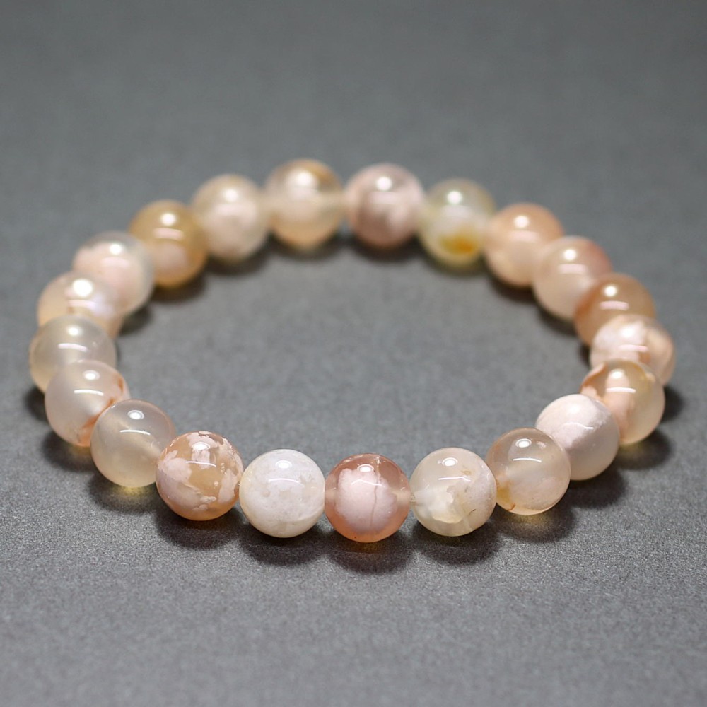 高品質]桜アゲートブレスレット/桜瑪瑙（約9mm玉） - 埼玉県吉川市の