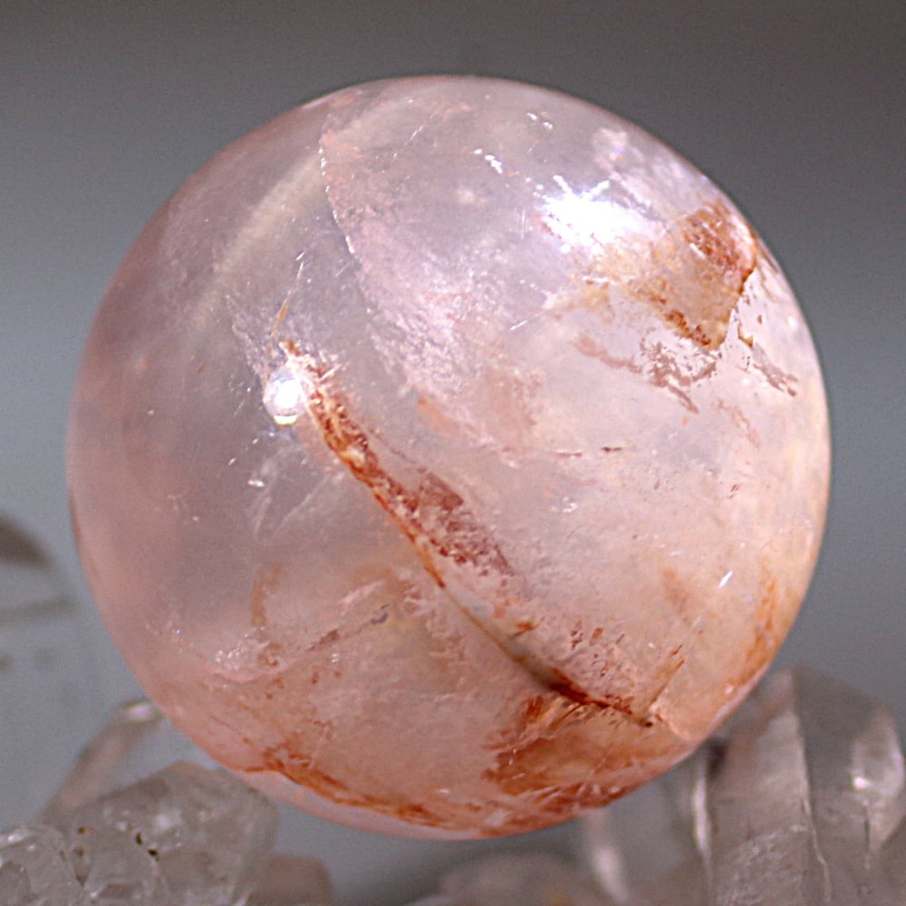 高品質]セリサイトインスターローズクォーツ丸玉/スフィア（球体直径