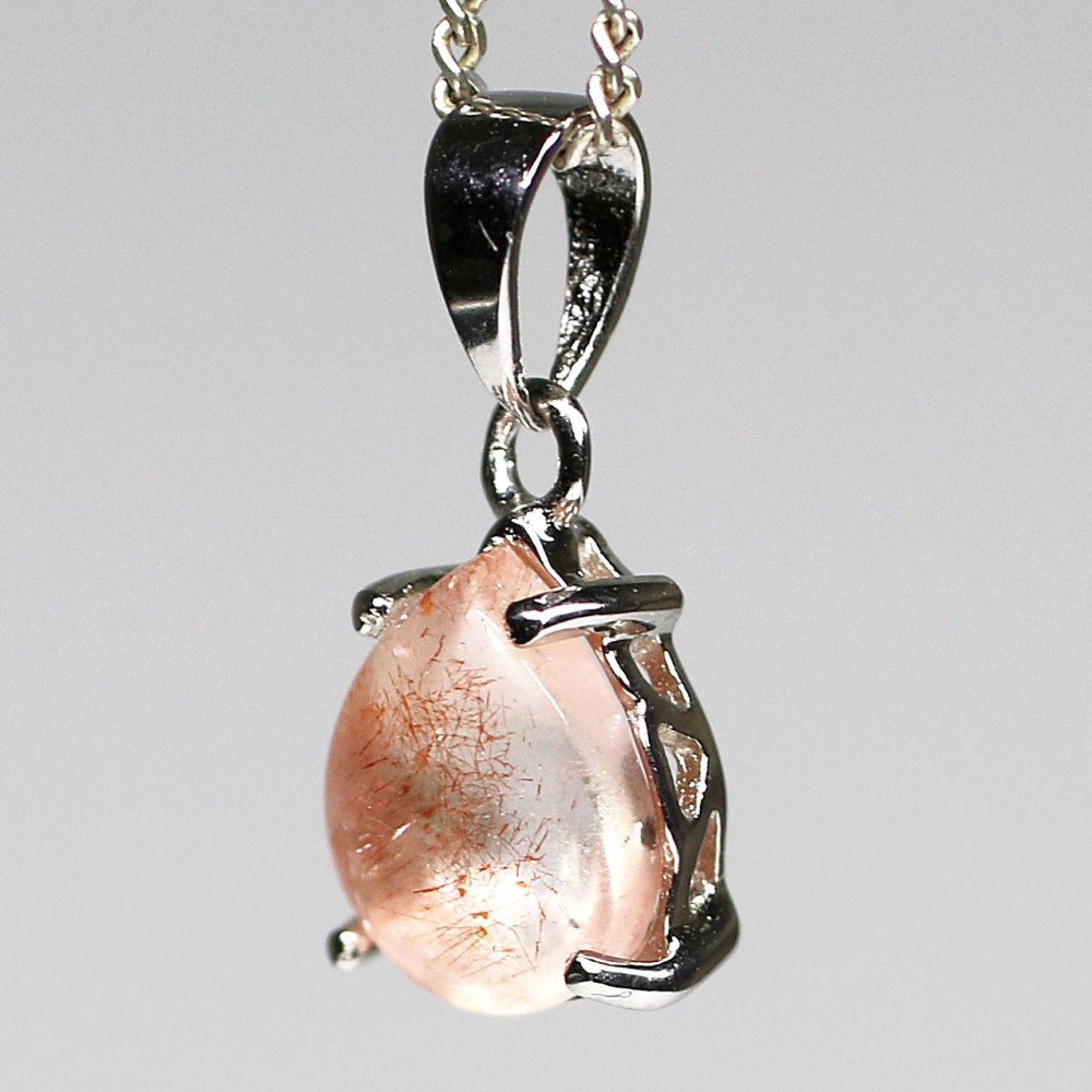 カザフスタン産]ストロベリークォーツペンダントトップ（シルバー925