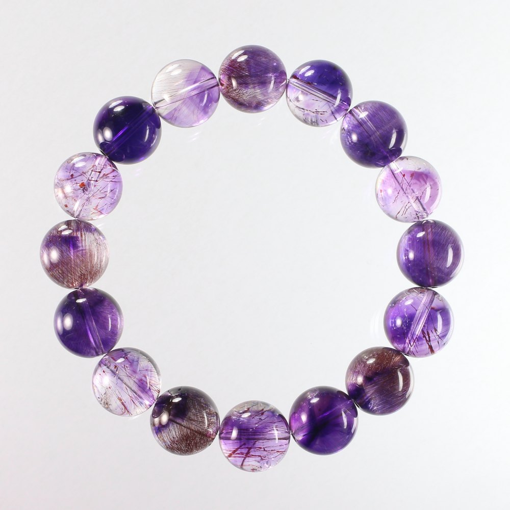高品質++]バイカラーアメジストスーパーセブンブレスレット（約13.5mm