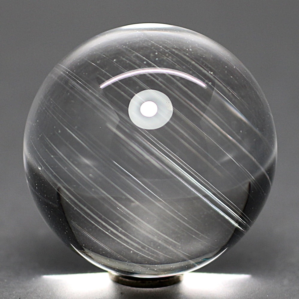 希少・高品質]ブラジル産ホワイトトパーズ丸玉/スフィア（キャッツアイ