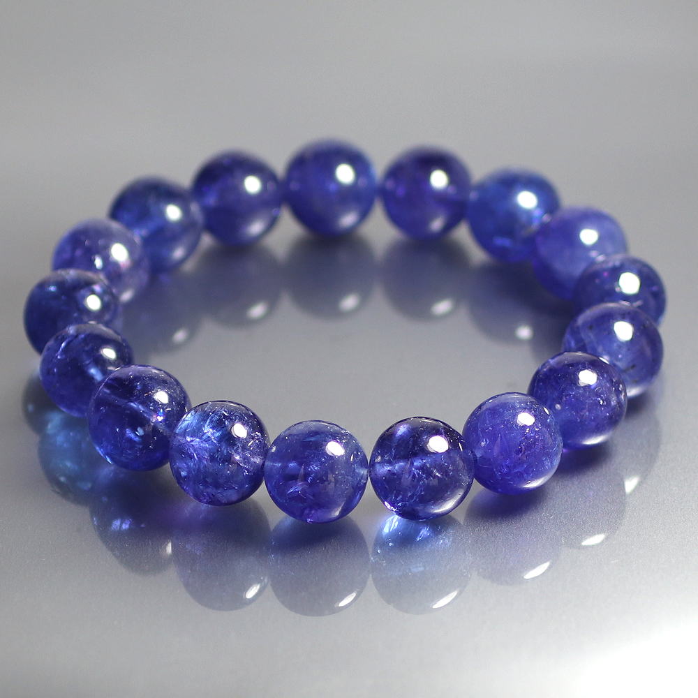 トップクォリティ]宝石質タンザナイトブレスレット（約12.5mm大玉