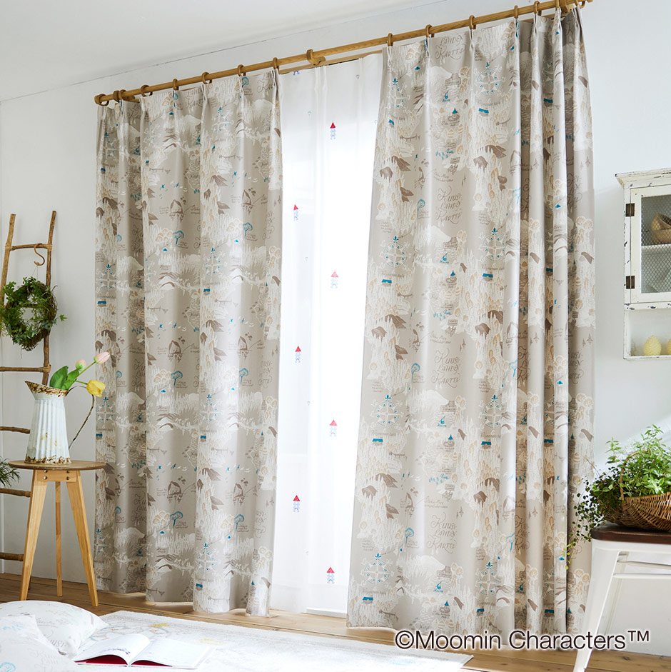 2級遮光カーテン ムーミン・ムーミンダニノチズ（D-1196）｜カーテン
