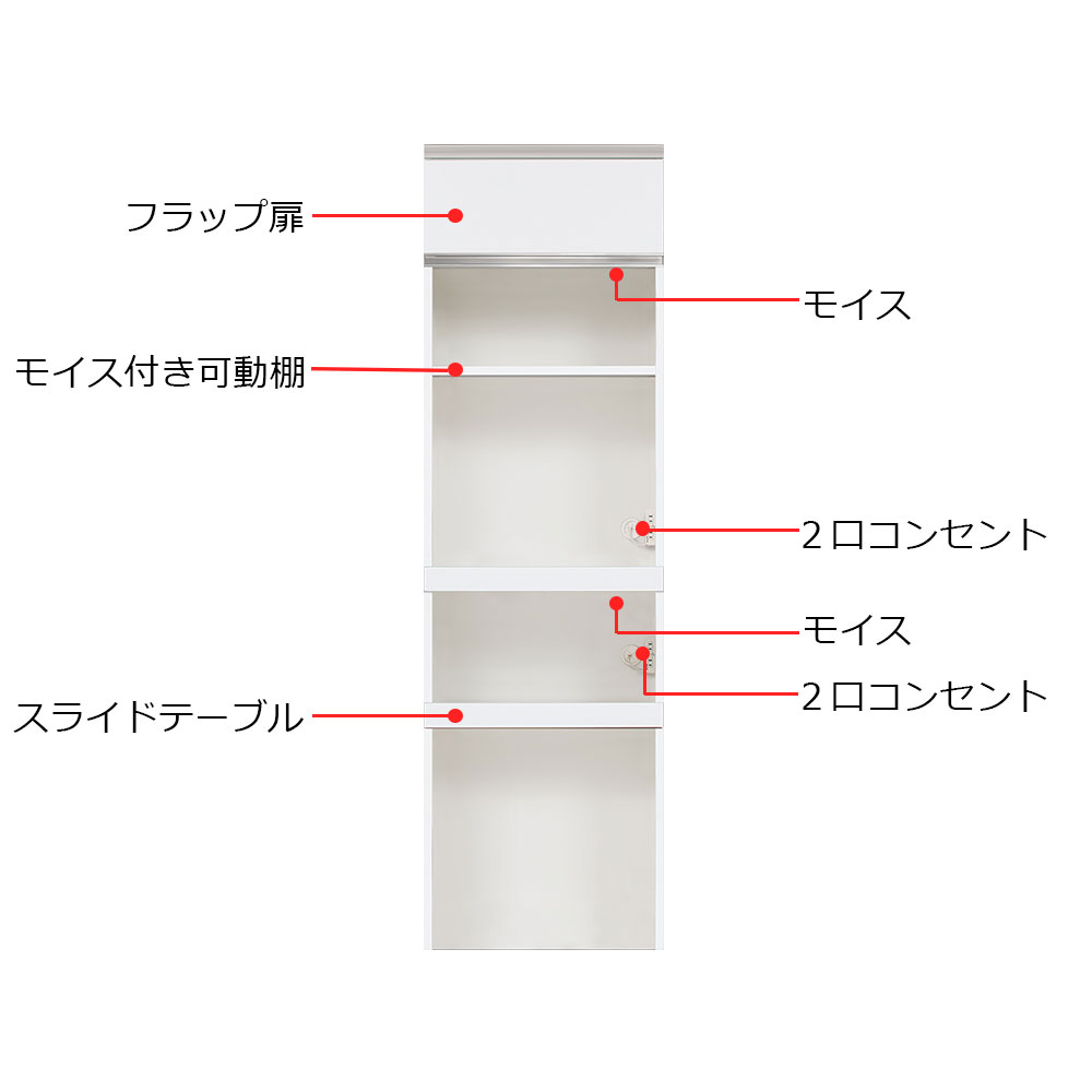 AYANO（綾野製作所）家電収納キャビネット「エヴァンティ」オープン