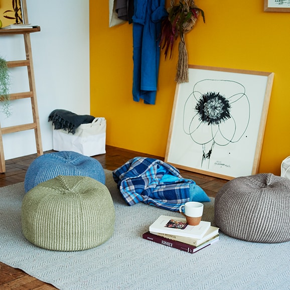 MINI PUUF Cover MELANGE Asian blue｜1人掛け｜IDEE SHOP Online