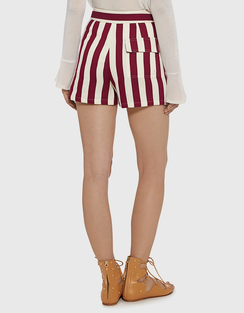 Red Valentino Striped High-rise Shorts (Shorts) IFCHIC.COM