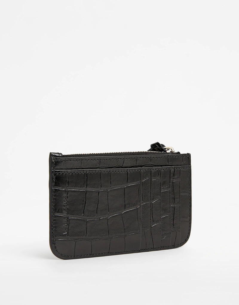 Balenciaga Le Cagole Crocodile-Embossed Calf Leather Zipper Card