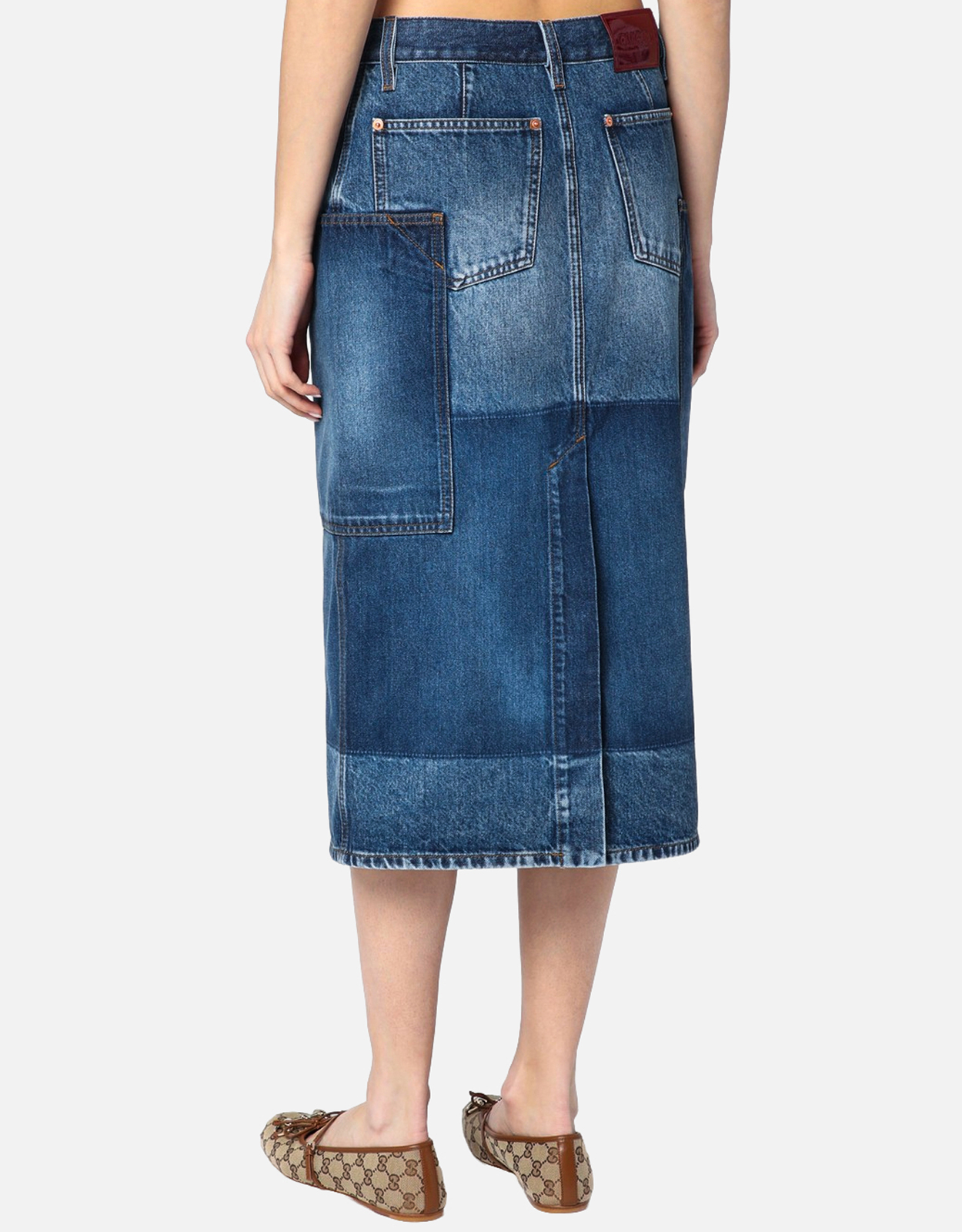 Gucci パッチワークブルーデニムスカート (ドレス) IFCHIC.COM