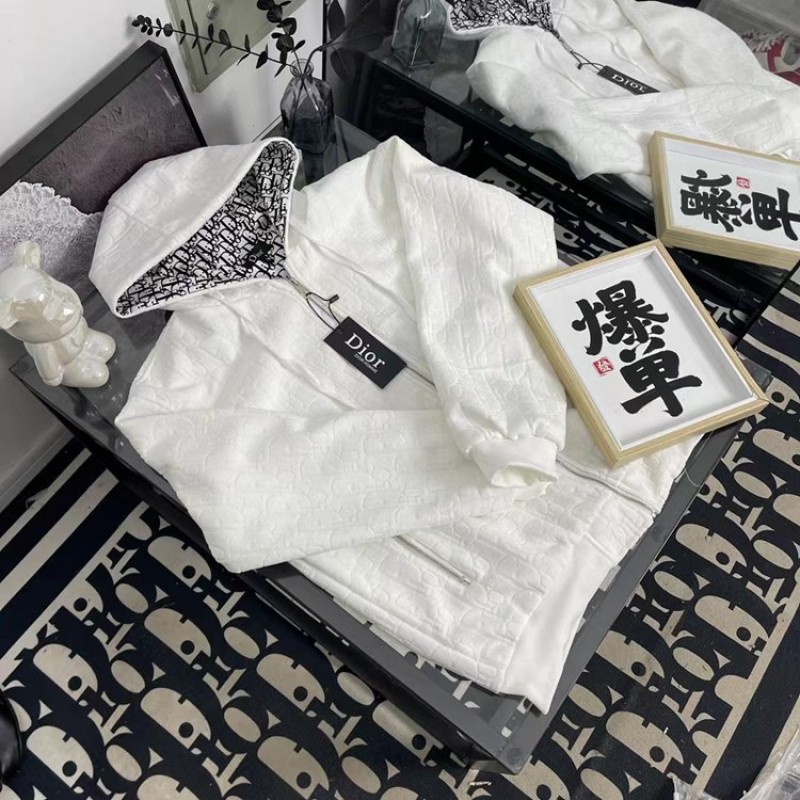 ディオール dior パーカー フード付き 白 ゆったり メンズ 2024新品
