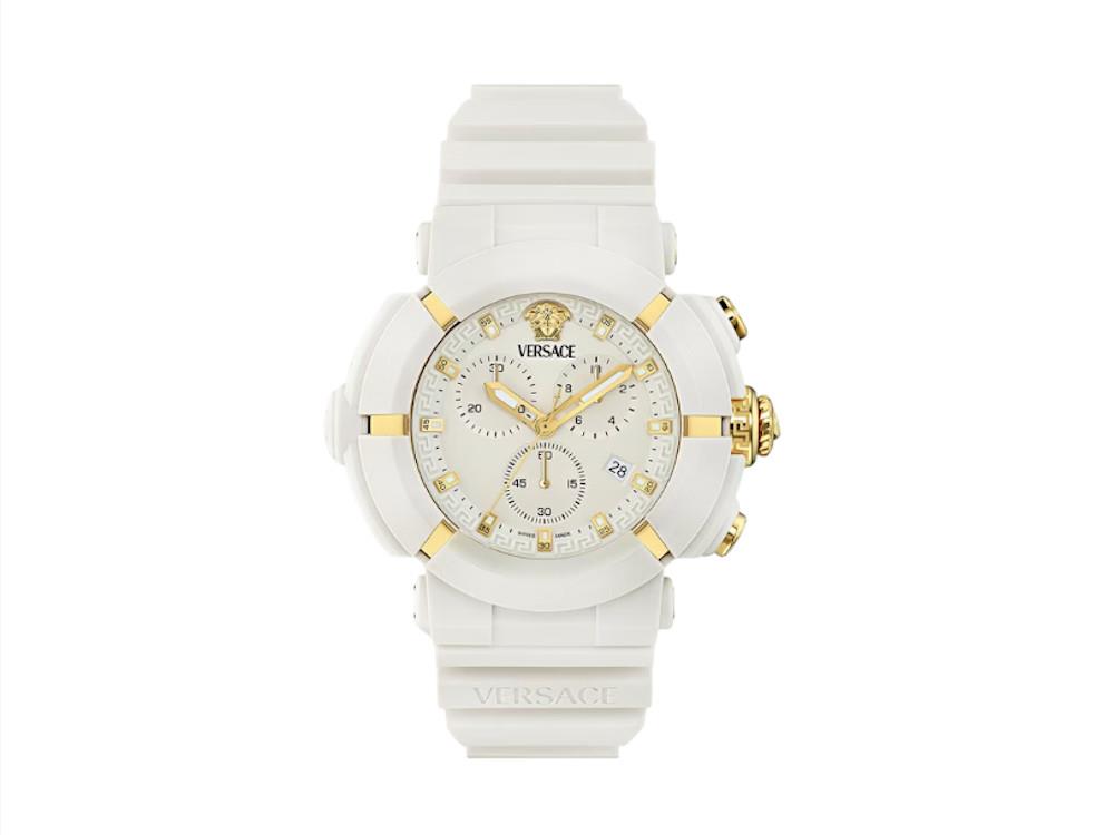 Versace Real Active ChronoQuartz Watch, Recycled Steel, White, 45