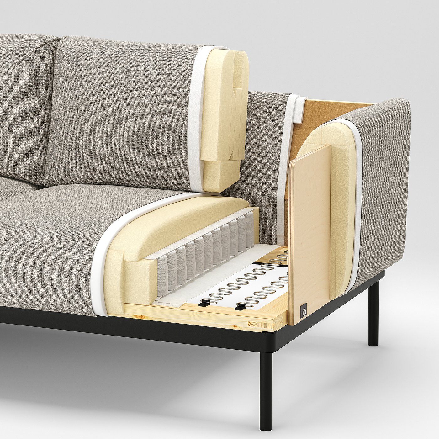 ÄPPLARYD エップラリード 3人掛けソファ, レイデ グレー/ブラック - IKEA