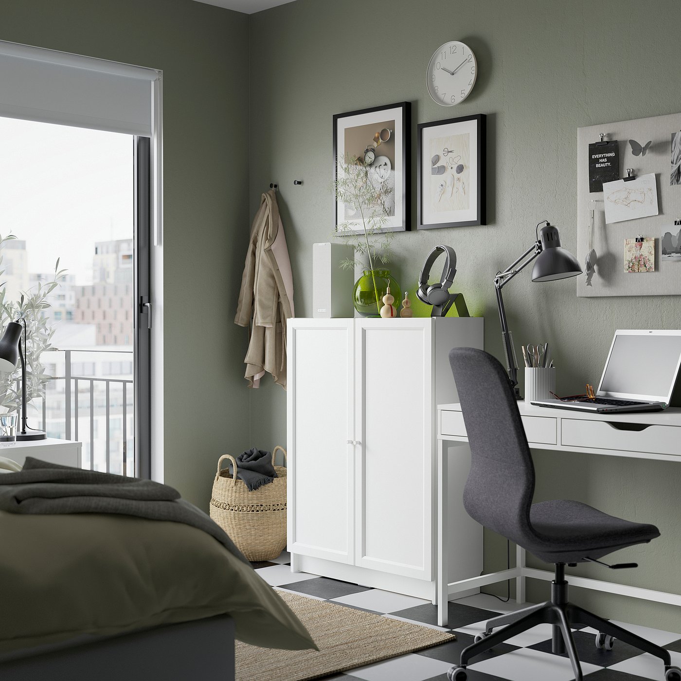 BILLY ビリー / OXBERG オクスベリ 本棚 扉付き, ホワイト, 80x30x106