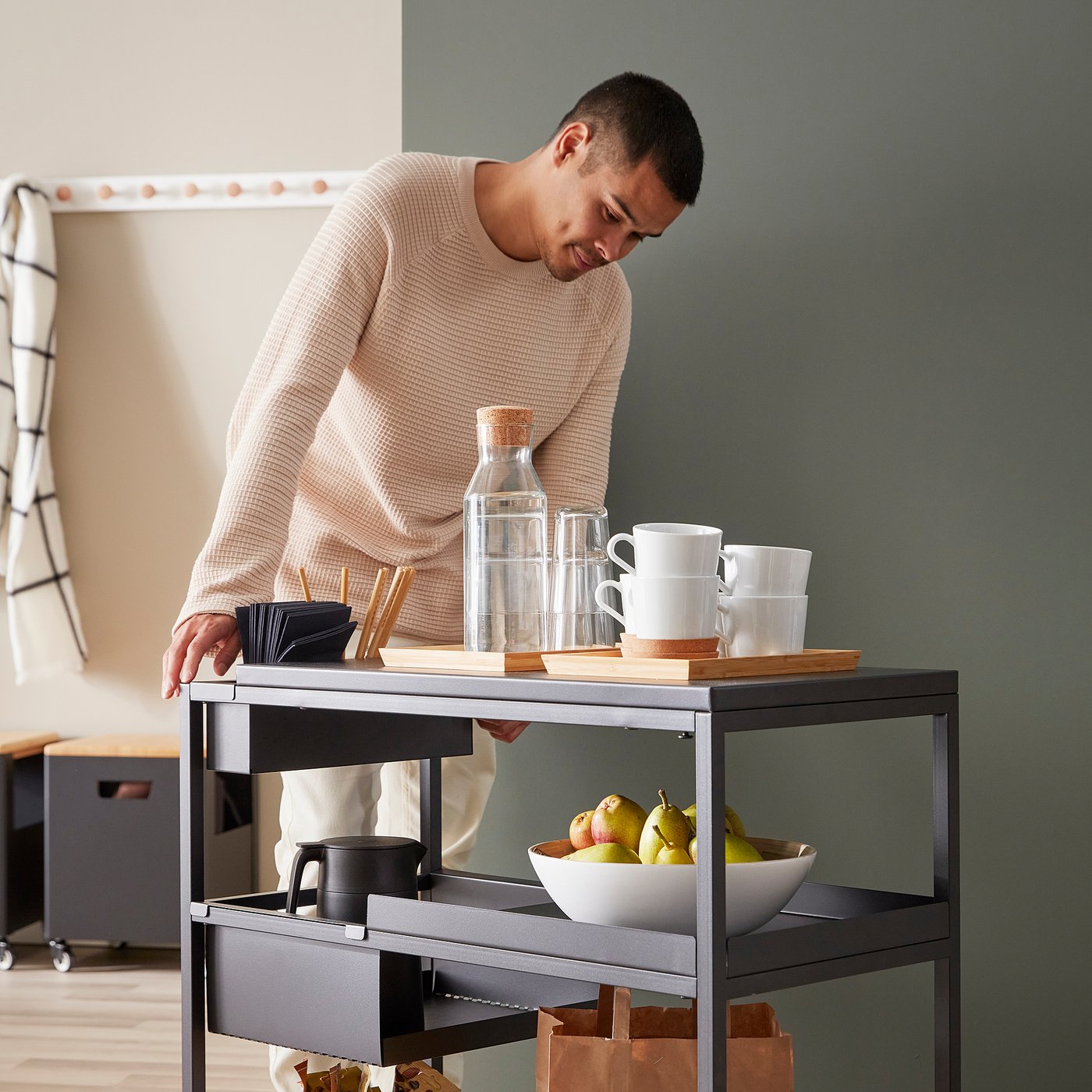 TROTTEN トロッテン ワゴン, チャコール, 80x40 cm - IKEA