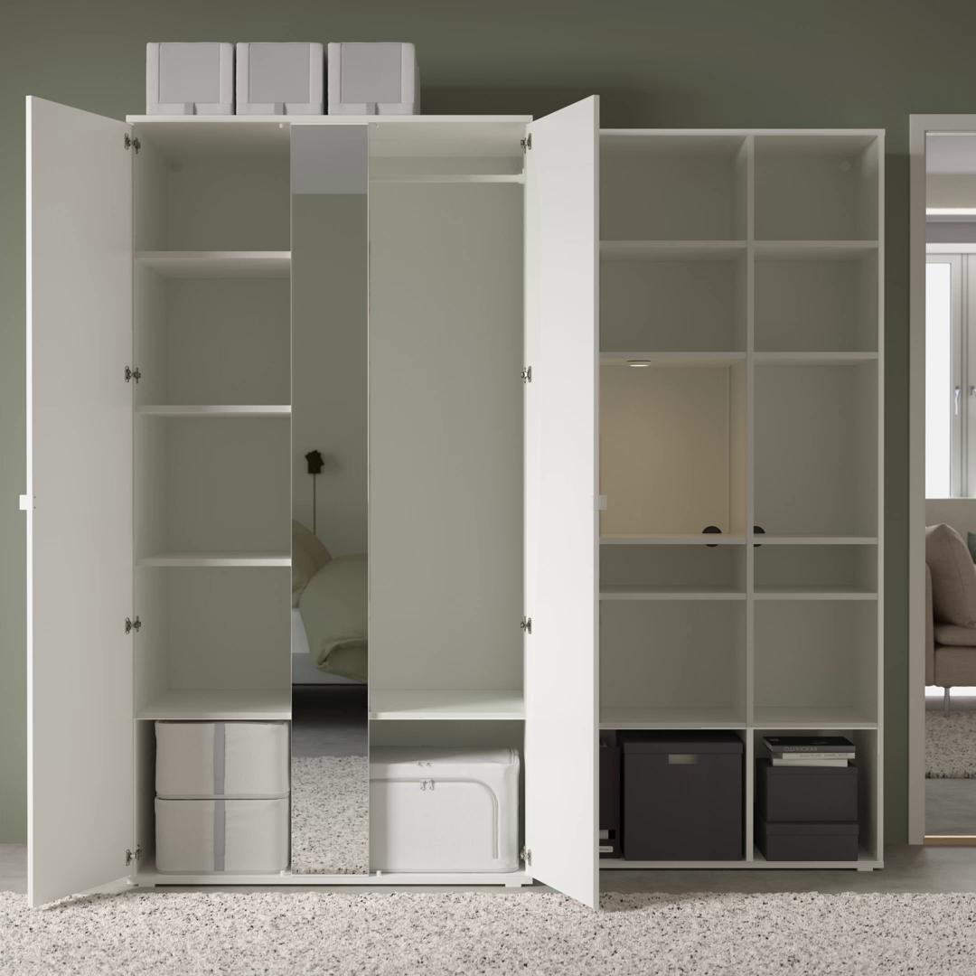 VIHALS 2枚扉ワードローブ ホワイト（105×57×200cm） VIHALS