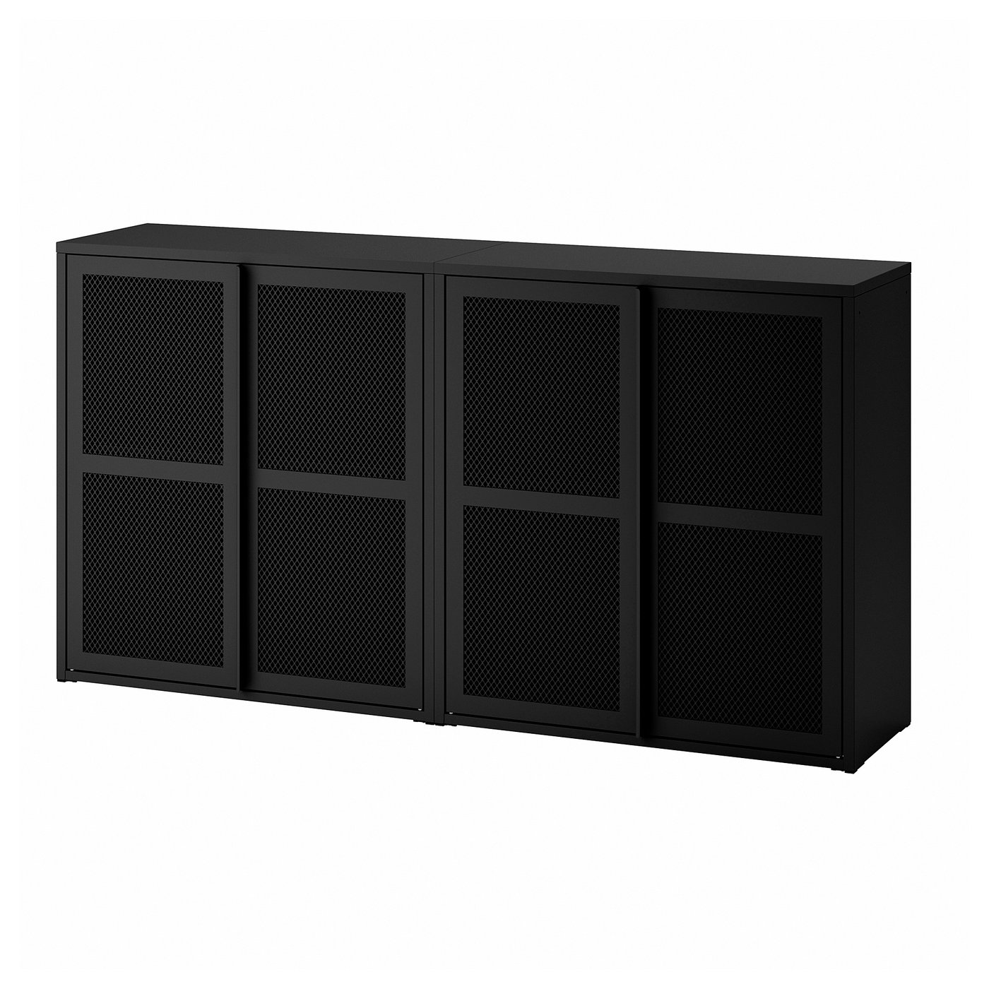 IVAR cabinet with doors, black mesh, 63x113/4x325/8